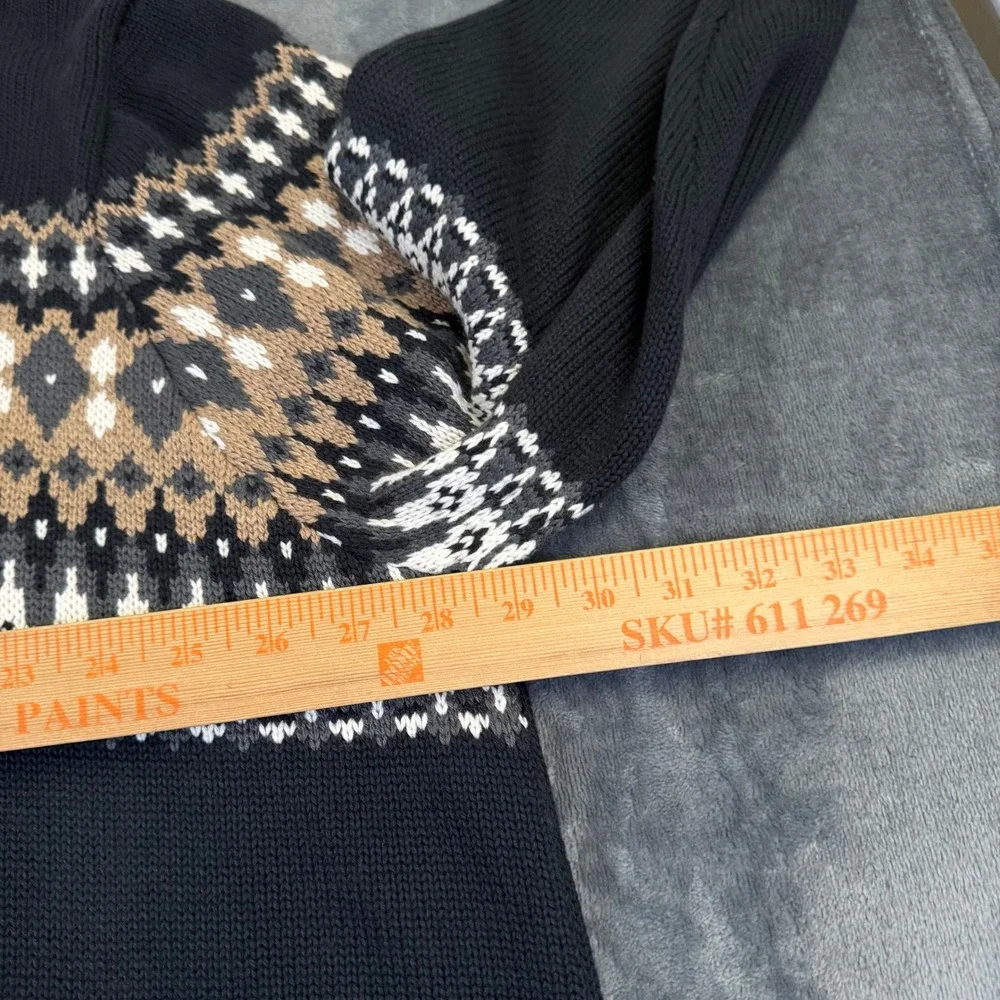 IZOD Fair Isle Quarter Zip Sweater Mens 4XB Big Black Cotton Blend Knit NWT
